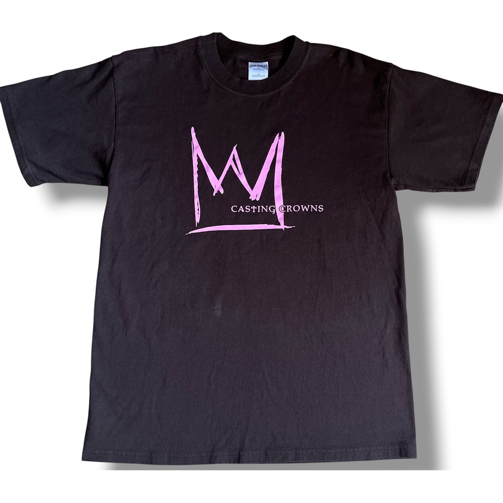 Vtg Casting Crowns Band‎ T-Shirt Mens Medium Black Pink Graphic Gildan Ultra